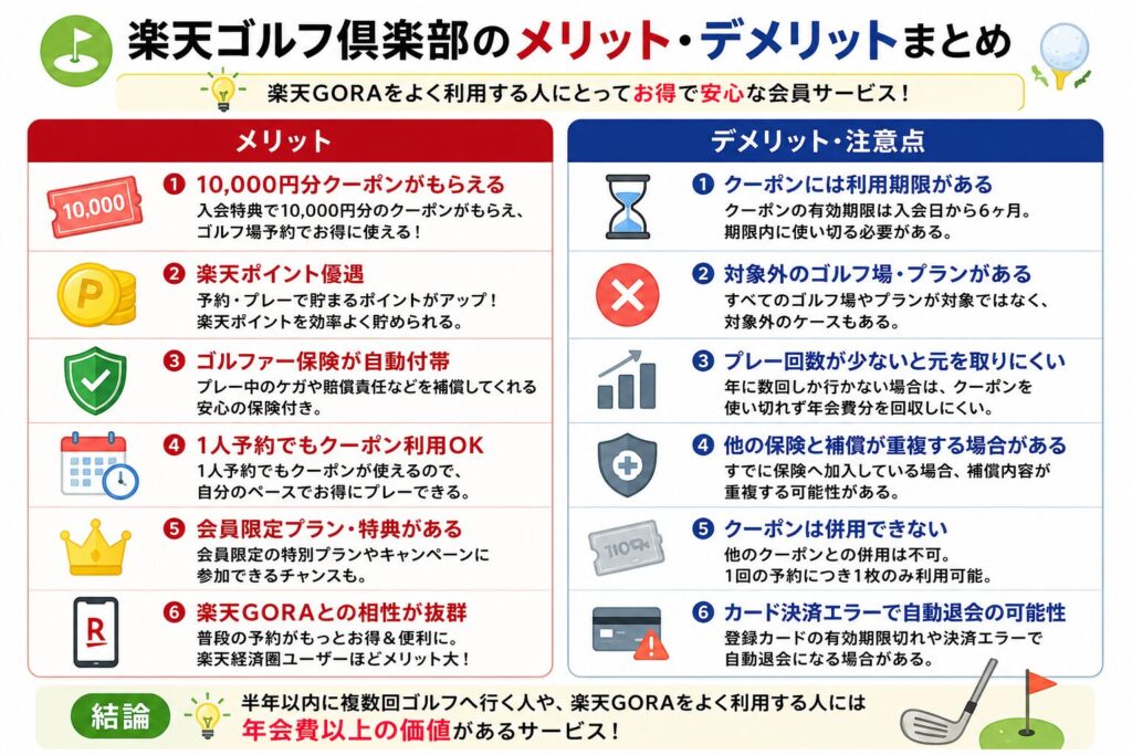 楽天ゴルフ倶楽部メリットデメリット