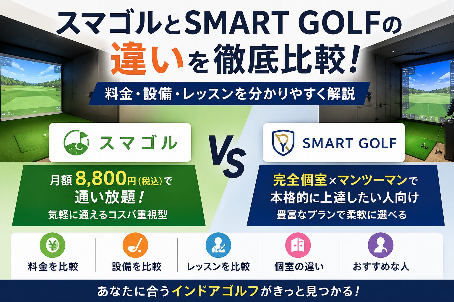 スマゴルとSMART GOLFの違いを比較!料金・設備・レッスンを徹底解説